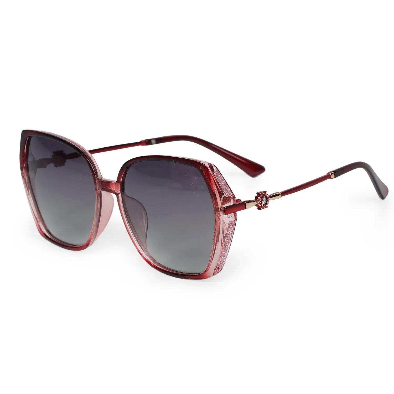 Vortan | Red Gradient Large Full Rim Square Sunglasses for Women [Polarized]