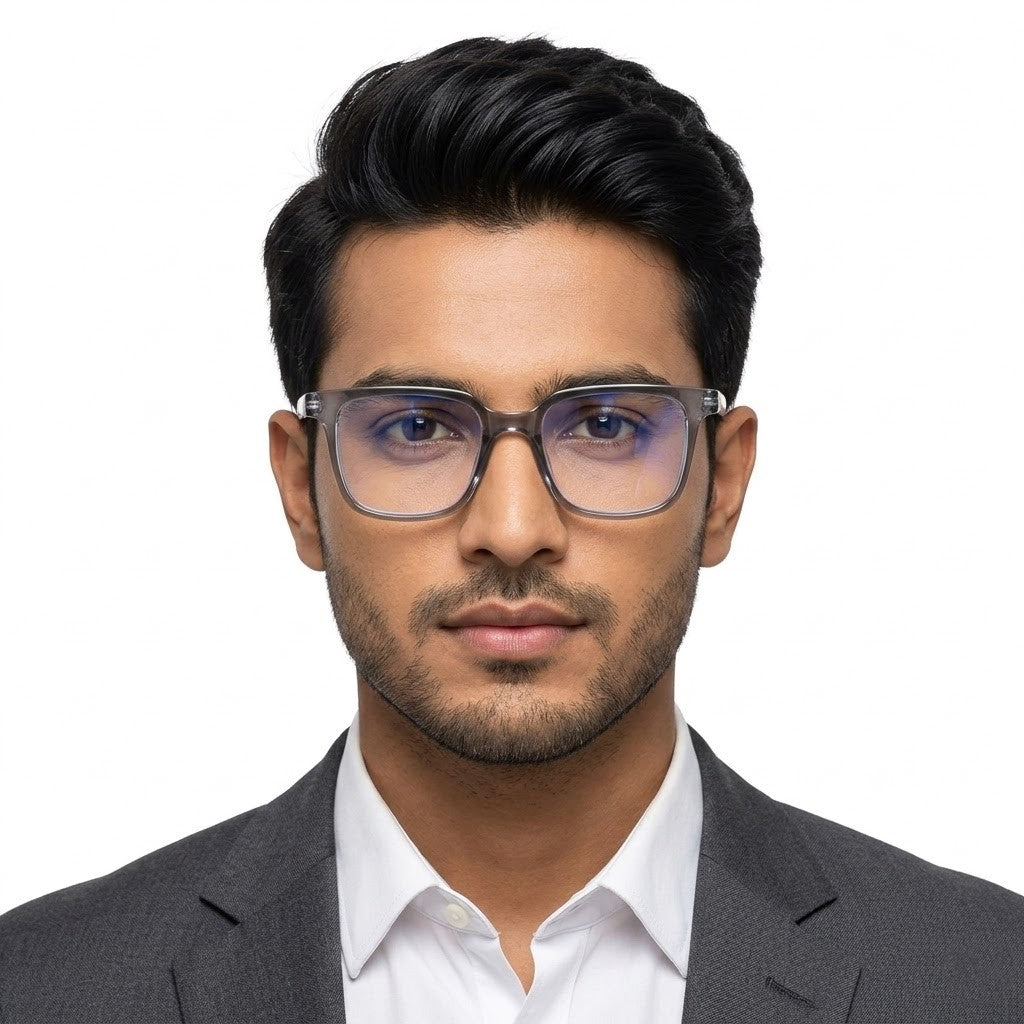 Celestia | Smoke Medium Full Rim Wayfarer Computer Glasses for Men & Women [Blue Block]