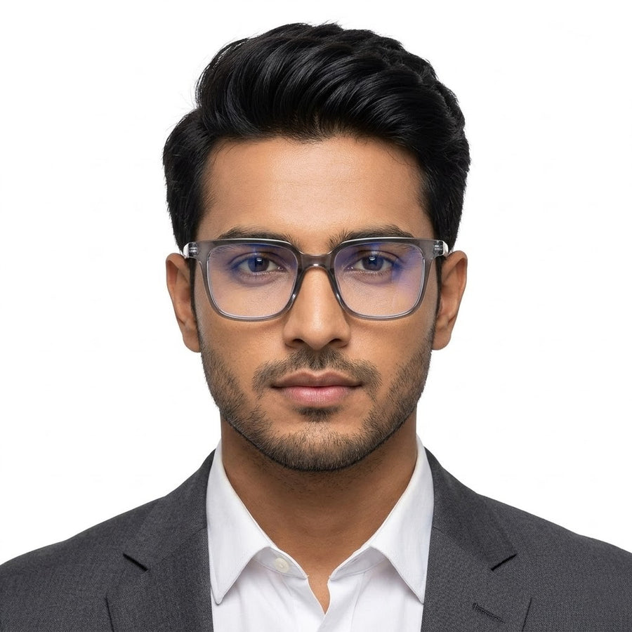 Celestia | Smoke Medium Full Rim Wayfarer Computer Glasses for Men & Women [Blue Block]