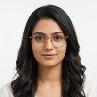 Frostis | Golden Small Full Rim Hexagonal Computer Glasses for Men & Women [Blue Block]