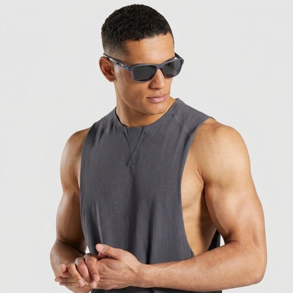 Rift | Dark Grey Large Full Rim RECTANGLE Sports for Men & Women [Polarized]