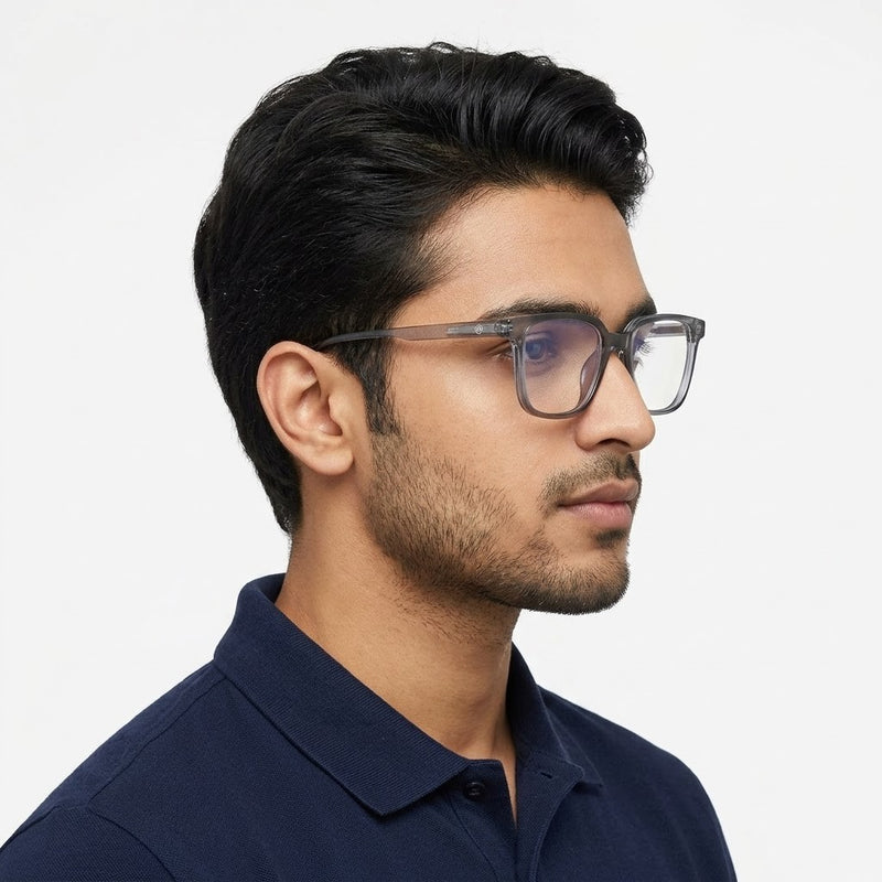 Celestia | Smoke Medium Full Rim Wayfarer Computer Glasses for Men & Women [Blue Block]