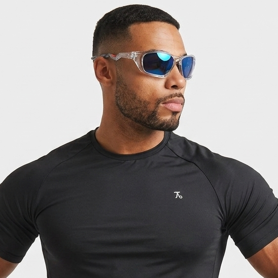 Lateralis | Transparent Large Full Rim Wraparound Sports Sunglasses for Men & Women [Mirrored]