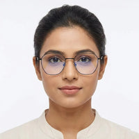 Frostis | Black Small Full Rim Hexagonal Computer Glasses for Men & Women [Blue Block]