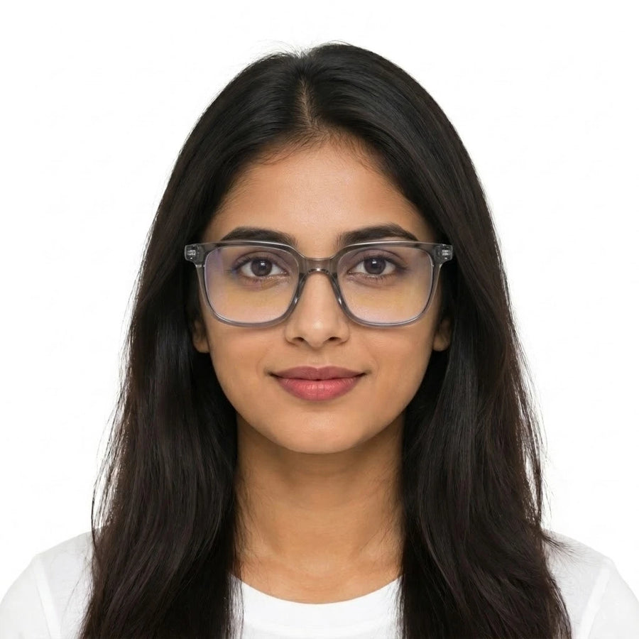 Celestia | Smoke Medium Full Rim Wayfarer Computer Glasses for Men & Women [Blue Block]