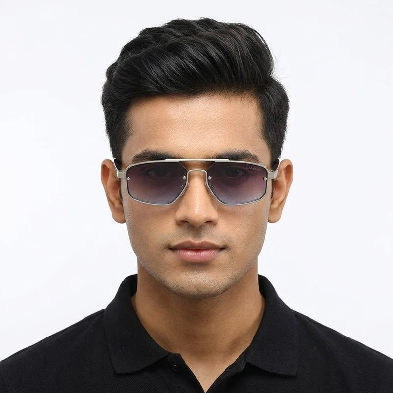 Shadron | Gradient Grey & Blue Medium Full Rim RECTANGLE Sunglasses for Men [UV-protected]