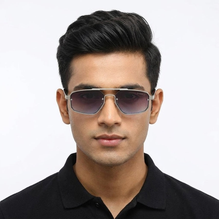 Shadron | Gradient Grey & Blue Medium Full Rim RECTANGLE Sunglasses for Men [UV-protected]