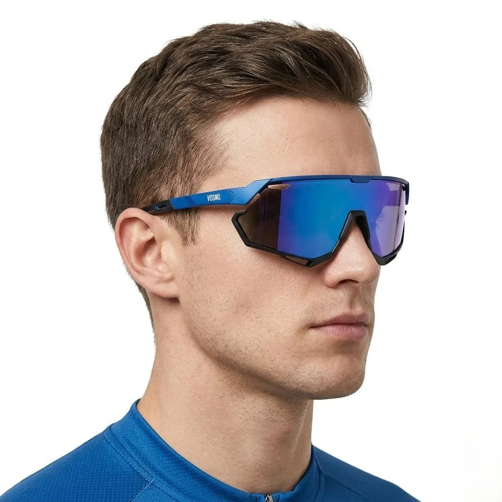 Nitro | Blue/Black Extra-Large Full Rim Shield Sports Sunglasses for Men & Women [UV-protected]