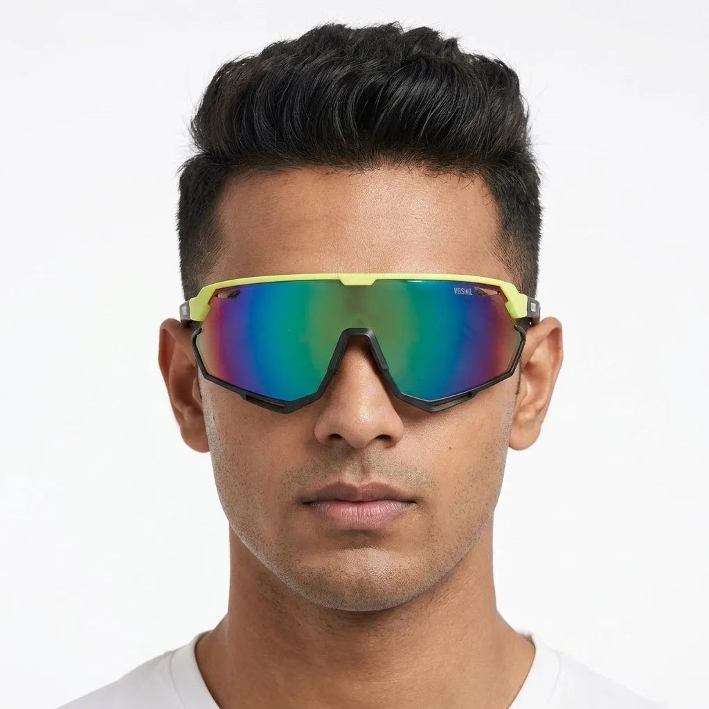 Nitro | Light Green Extra-Large Full Rim Shield Sports Sunglasses for Men & Women [UV-protected]