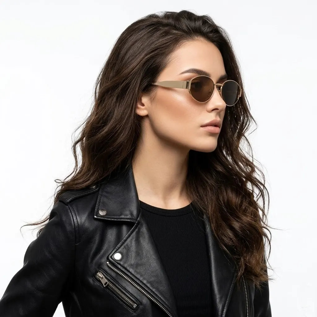 Ivory | Brown Medium Full Rim Oval Sunglasses for Women [UV-protected]