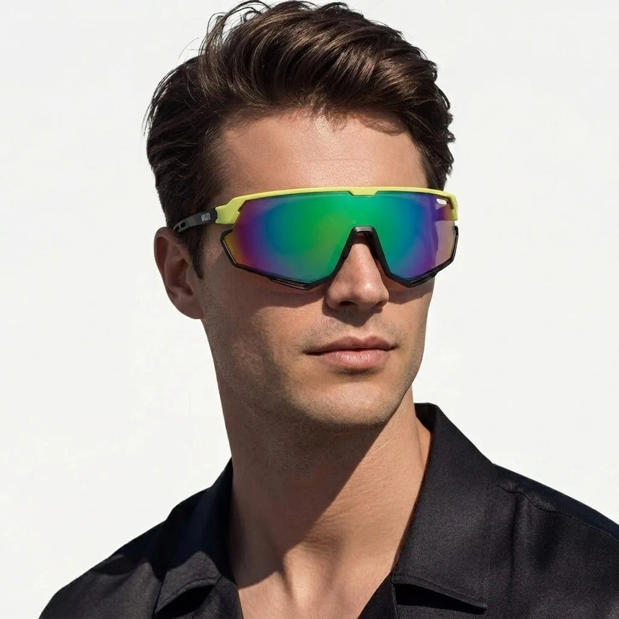 Nitro | Light Green Extra-Large Full Rim Shield Sports Sunglasses for Men & Women [UV-protected]