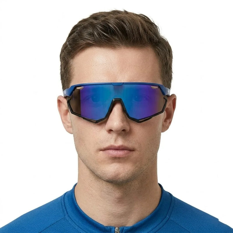 Nitro | Blue/Black Extra-Large Full Rim Shield Sports Sunglasses for Men & Women [UV-protected]