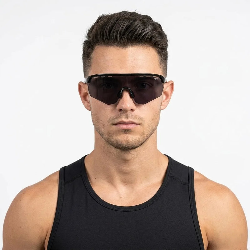 Aero | Black Extra-Large Full Rim Shield Sports Sunglasses for Men & Women [UV-protected]