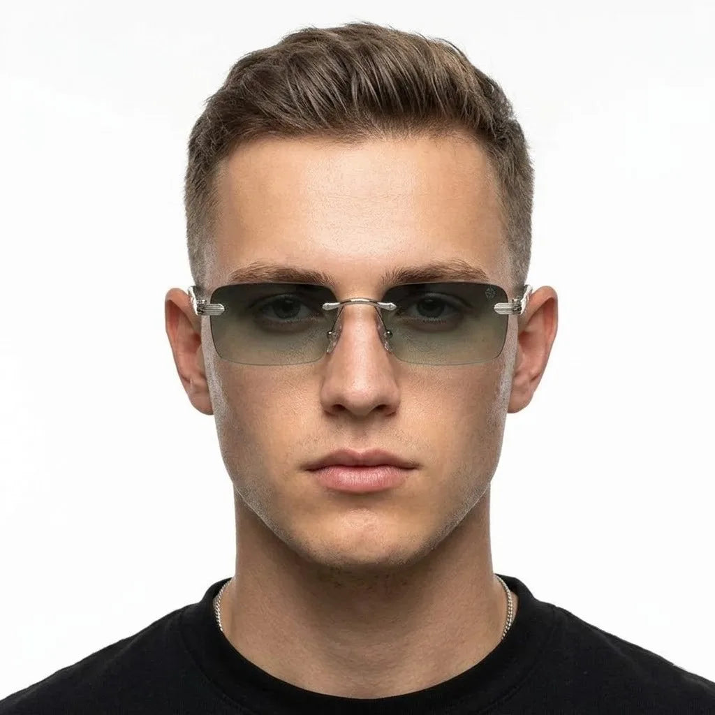 Veyra | Green Medium Rim Less Rectangle Sunglasses for Men [UV-protected]