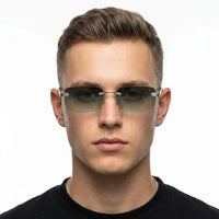 Veyra | Green Medium Rim Less Rectangle Sunglasses for Men [UV-protected]