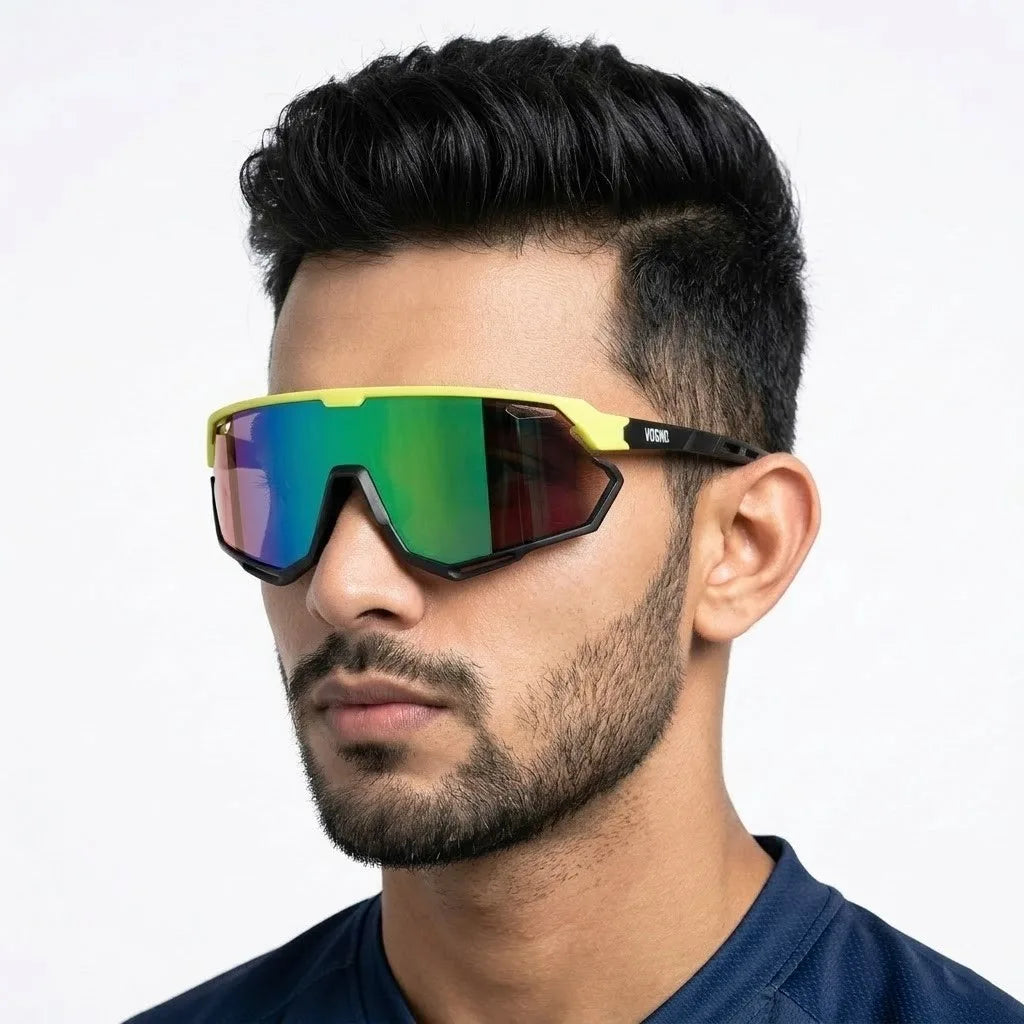 Nitro | Light Green Extra-Large Full Rim Shield Sports Sunglasses for Men & Women [UV-protected]