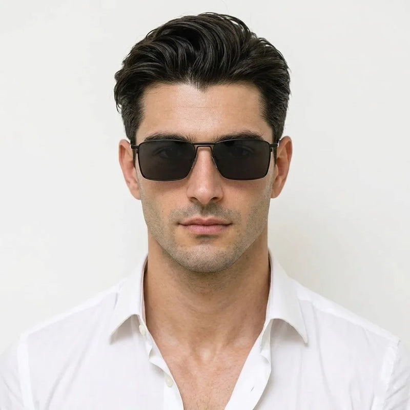 Skyfall | Black Medium Full Rim Rectangle Sunglasses for Men & Women [UV-protected]