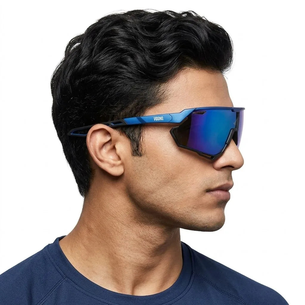 Nitro | Blue/Black Extra-Large Full Rim Shield Sports Sunglasses for Men & Women [UV-protected]