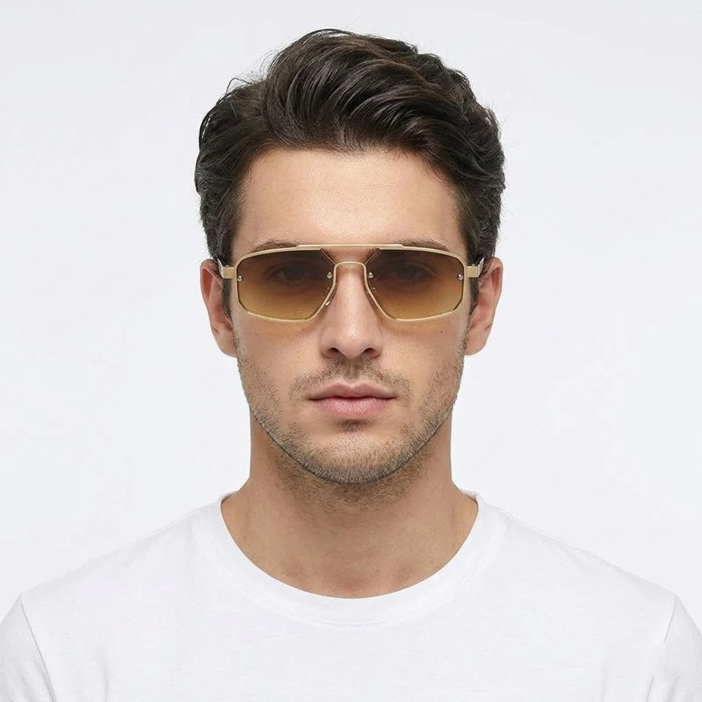 Shadron | Gredient Brown Medium Full Rim Rectangle Sunglasses for Men [UV-protected]