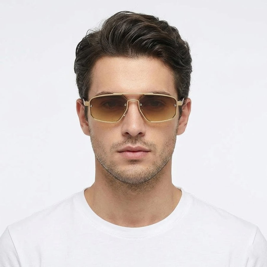 Shadron | Gredient Brown Medium Full Rim Rectangle Sunglasses for Men [UV-protected]