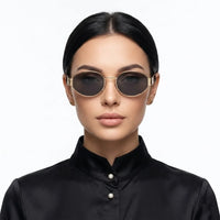 Ivory | Golden Medium Full Rim Oval Sunglasses for Women [UV-protected]