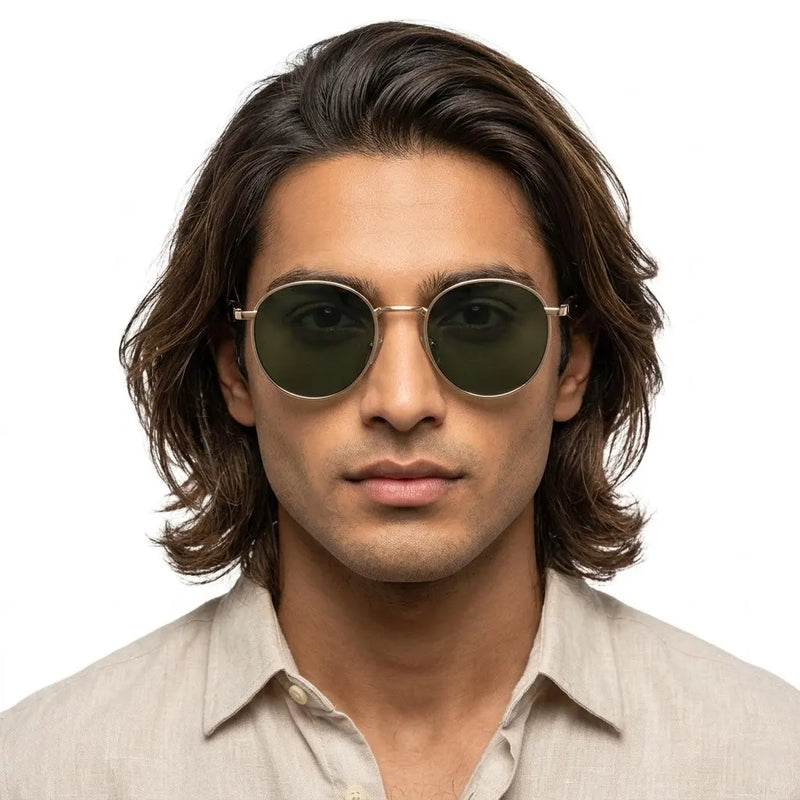 Platinum | Green Medium Full Rim Oval Sunglasses for Men & Women [UV-protected]