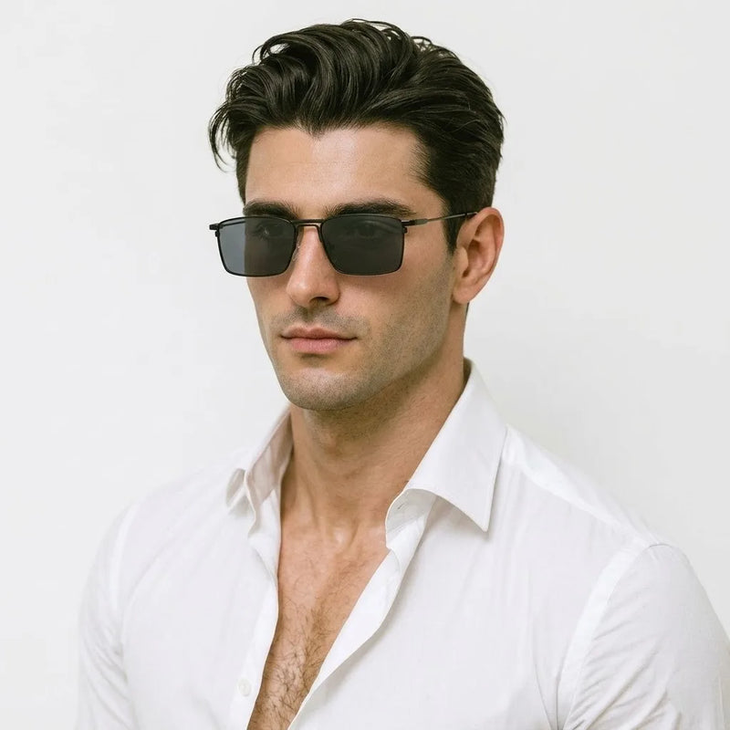 Skyfall | Black Medium Full Rim Rectangle Sunglasses for Men & Women [UV-protected]