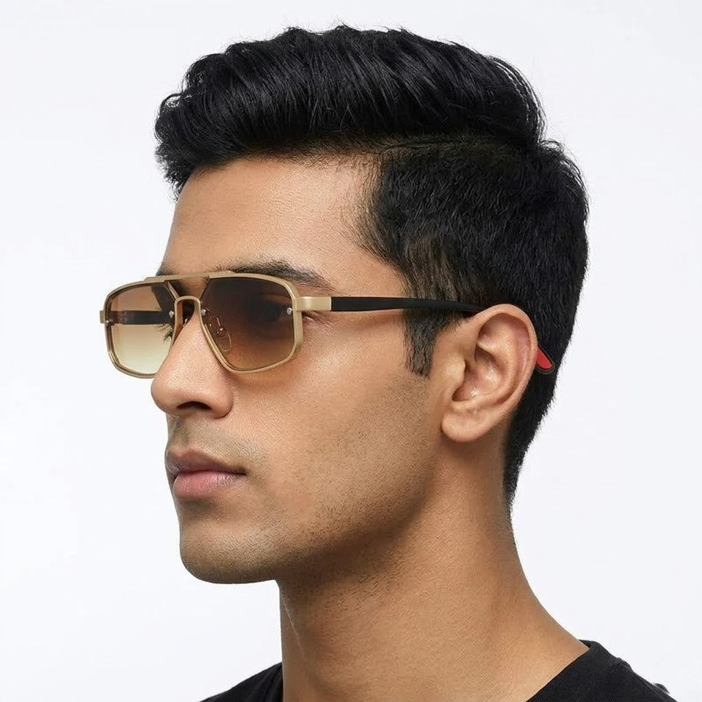 Shadron | Gredient Brown Medium Full Rim Rectangle Sunglasses for Men [UV-protected]