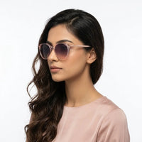 Vortex | Transparent Pink Medium Full Rim Round Sunglasses for Women [UV-protected]
