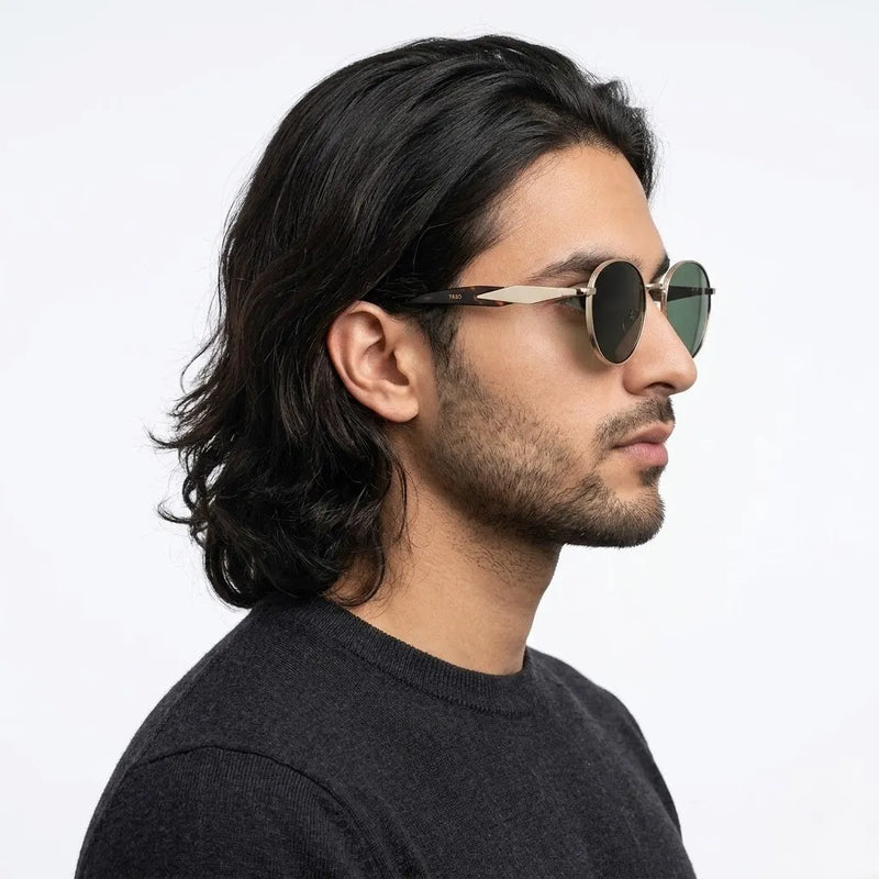 Platinum | Green Medium Full Rim Oval Sunglasses for Men & Women [UV-protected]