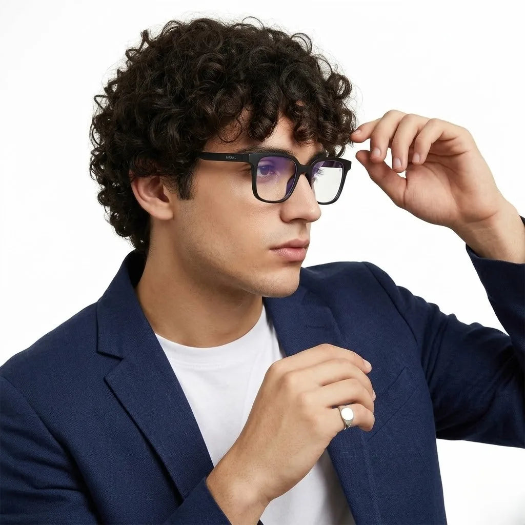 Celestia | Black Medium Full Rim Wayfarer Computer Glasses for Men & Women [Blue Block]