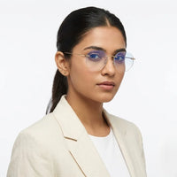 Hexora | Golden Medium Rim Less Octagon Computer Glasses for Men & Women [Blue Block]