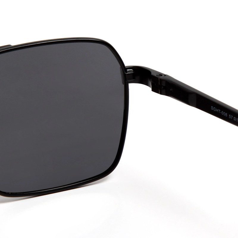 Inferna | Silver & Black Large Full Rim Rectangle Sunglasses for Men & Women [Polarized]