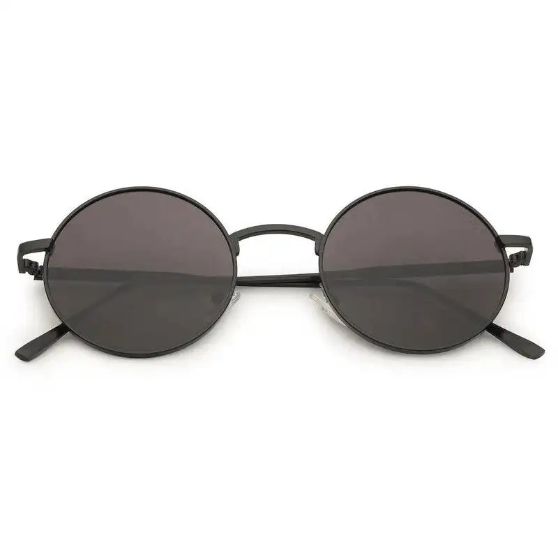 Ionara | Black Medium Full Rim Round Sunglasses for Men & Women [UV-protected]