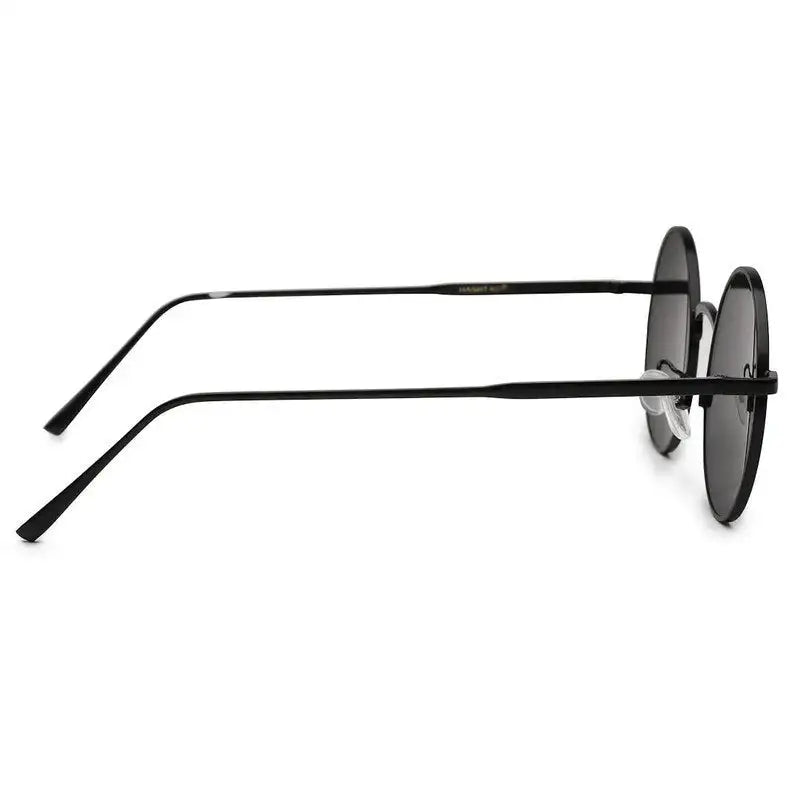 Ionara | Black Medium Full Rim Round Sunglasses for Men & Women [UV-protected]