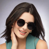 Ionara | Black Medium Full Rim Round Sunglasses for Men & Women [UV-protected]