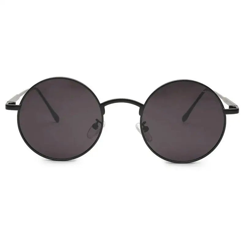 Ionara | Black Medium Full Rim Round Sunglasses for Men & Women [UV-protected]