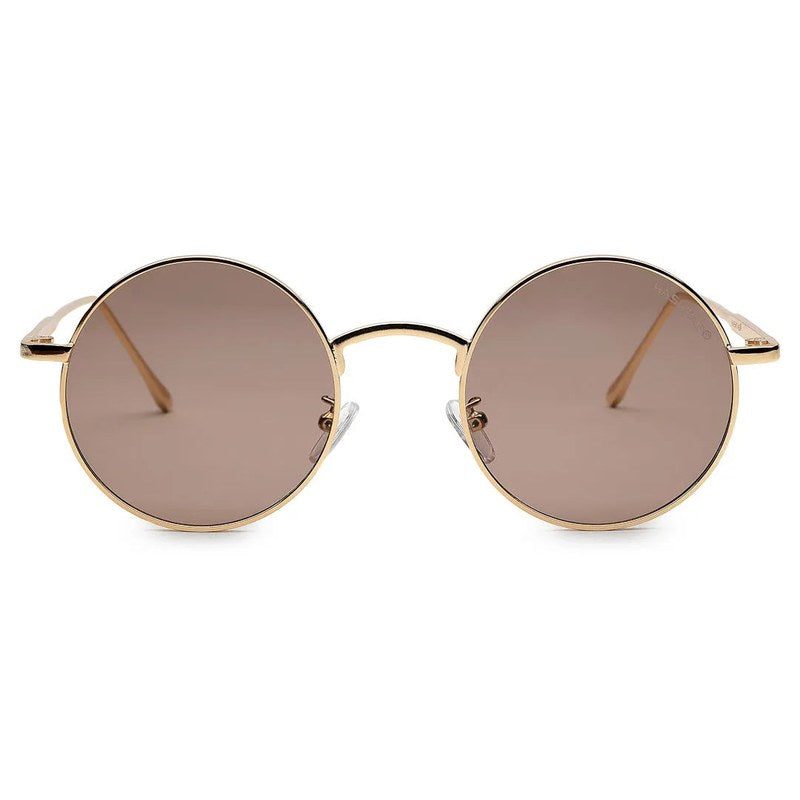 Ionara Golden-Brown Medium Full Rim Round Sunglasses for Men & Women — Hashtag Eyewears