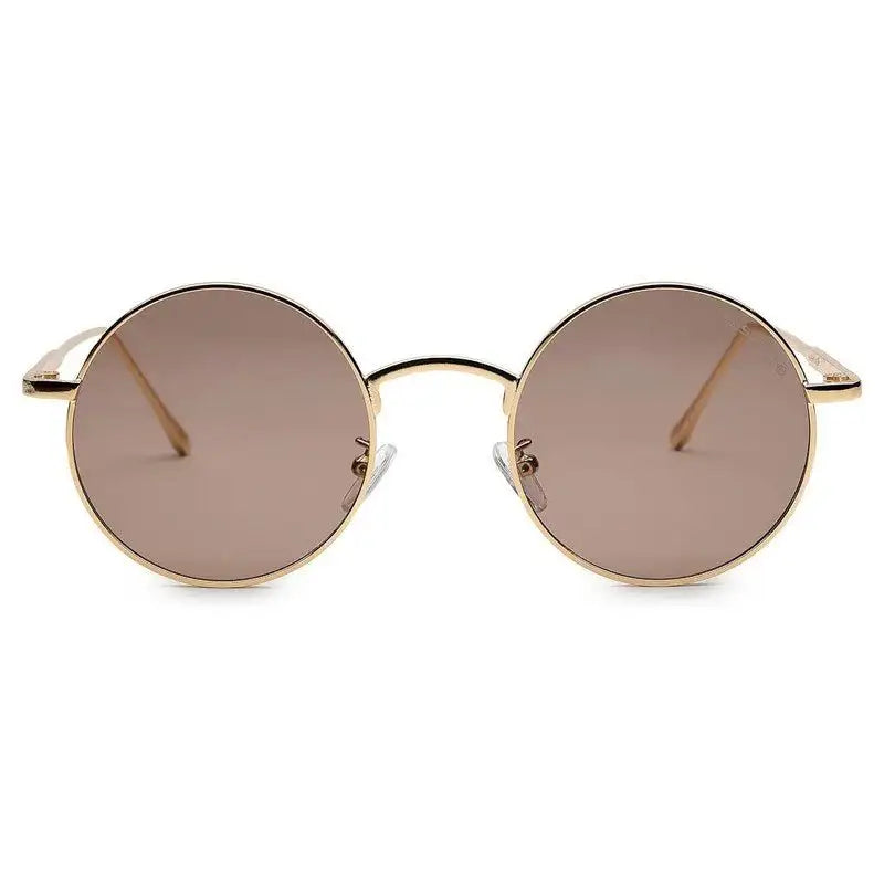 Ionara | Golden-Brown Medium Full Rim Round Sunglasses for Men & Women [UV-protected]