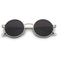 Ionara | Silver-Black Medium Full Rim Round Sunglasses for Men & Women [UV-protected]
