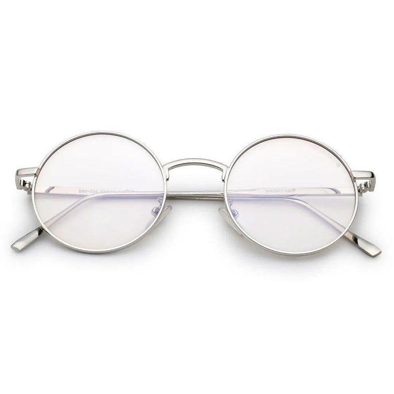Ionara | Silver-brown Medium Full Rim Round Eyeglasses for Men & Women [UV-protected]