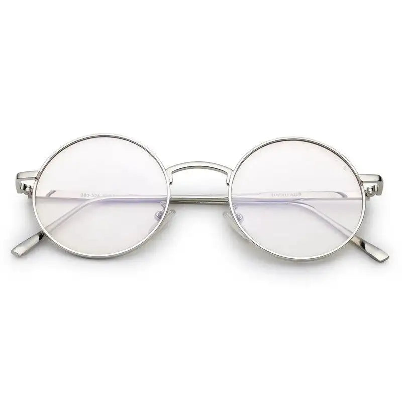 Ionara | Silver-brown Medium Full Rim Round Eyeglasses for Men & Women [UV-protected]