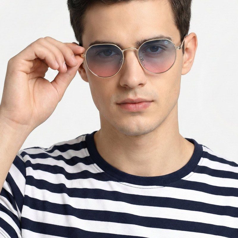 Ithon Golden Medium Full Rim Oval Sunglasses for Men — Hashtag Eyewears