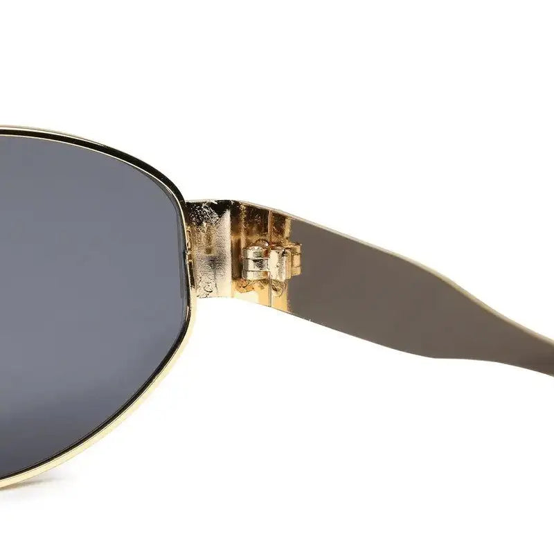 Ivory | Golden Medium Full Rim Oval Sunglasses for Women [UV-protected]