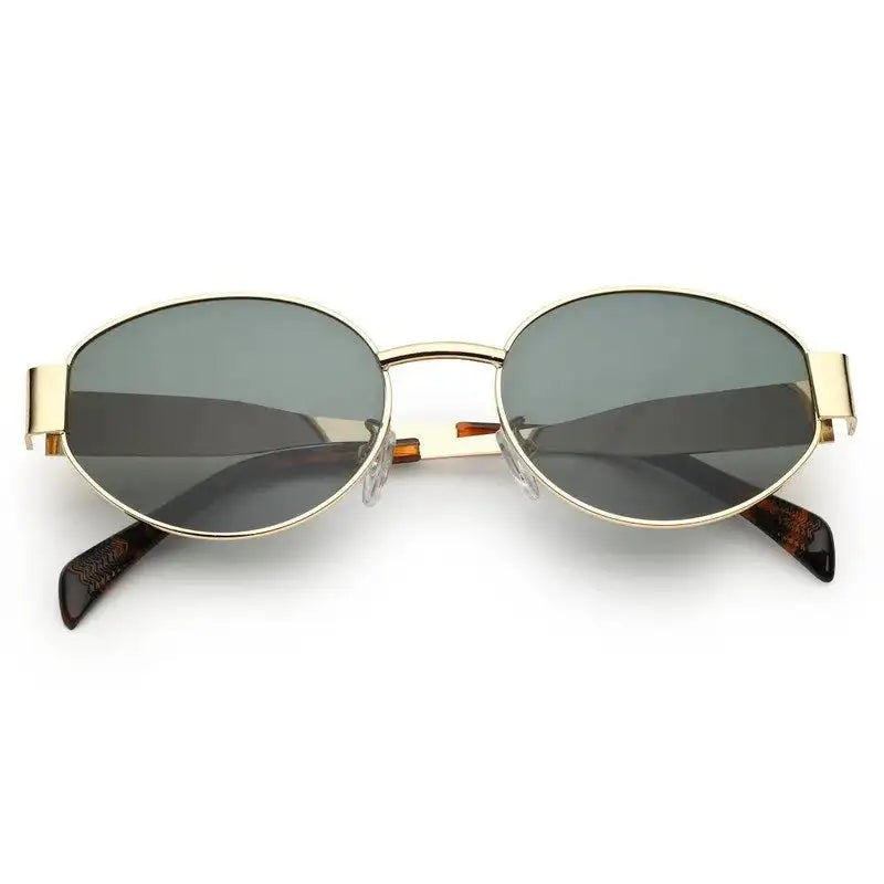 Ivory | Green Medium Full Rim Oval Sunglasses for Women [UV-protected]