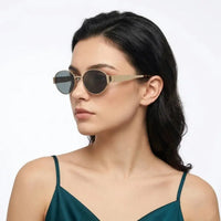Ivory | Green Medium Full Rim Oval Sunglasses for Women [UV-protected]