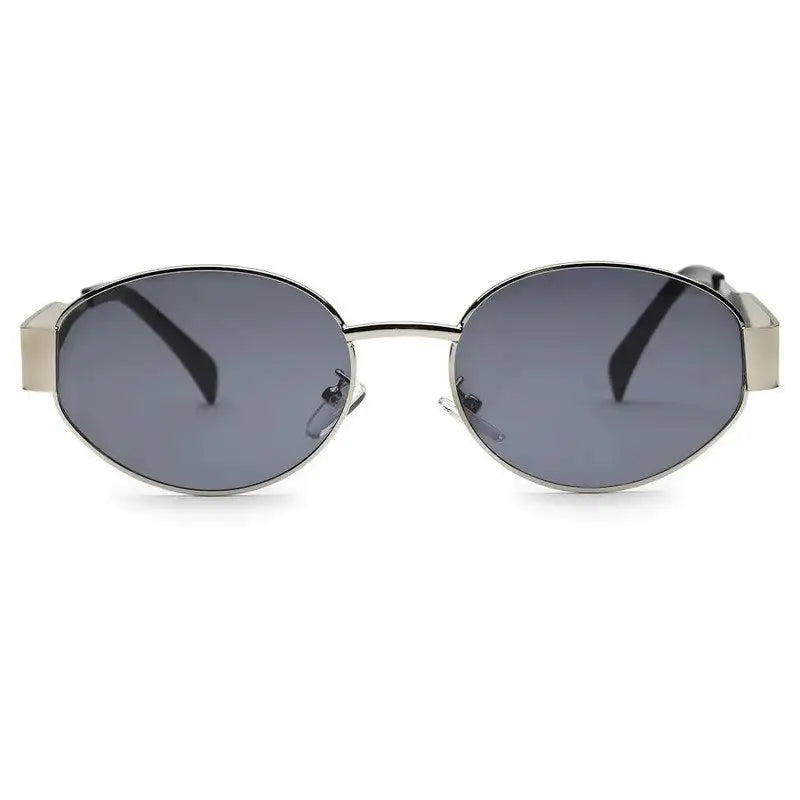 Ivory | Silver Medium Full Rim Oval Sunglasses for Women [UV-protected]