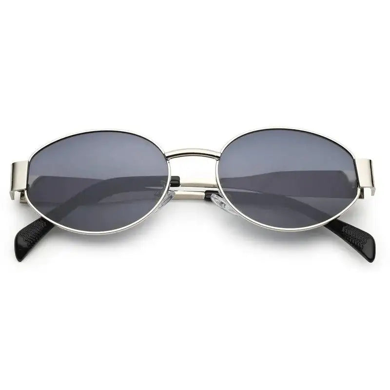 Ivory | Silver Medium Full Rim Oval Sunglasses for Women [UV-protected]