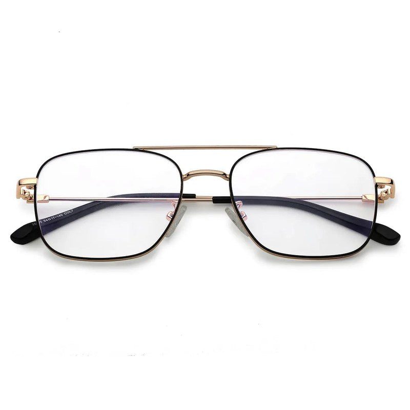 Jovion Black & Gold Medium Full Rim RECTANGLE Computer Glasses for Men & Women — Hashtag Eyewears