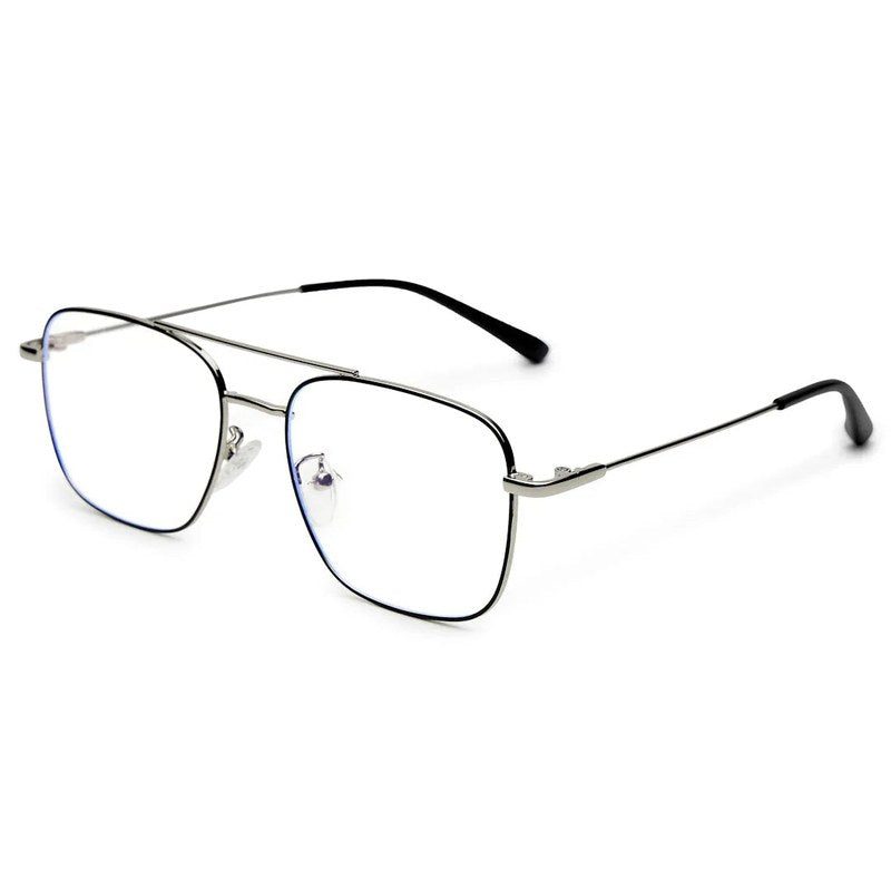 Jovion Black & Silver Medium Full Rim RECTANGLE Computer Glasses for Men & Women — Hashtag Eyewears